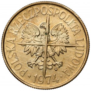Sampled brass 50 pennies 1974 - Erased stamps