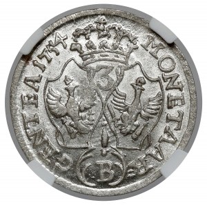 Śląsk, Fryderyk II Wielki, 3 krajcary 1754-B, Wrocław