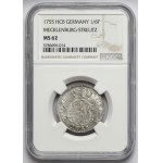 Mecklenburg-Strelitz, Adolph Friedrich IV, 1/6 thaler 1755 HCB