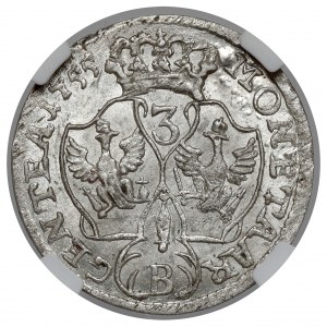 Silesia, Frederick II the Great, 3 krajcara 1755-B, Wrocław