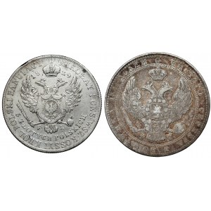 5 złotych 1829 FH i 3/4 rubla = 5 złotych 1836 MW, zestaw (2szt)