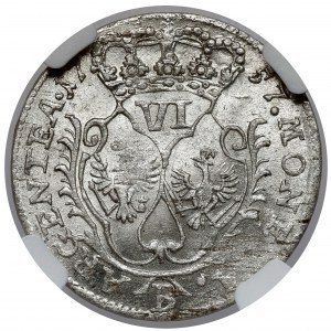 Silesia, Frederick II the Great, Sixpence 1757-B, Wrocław