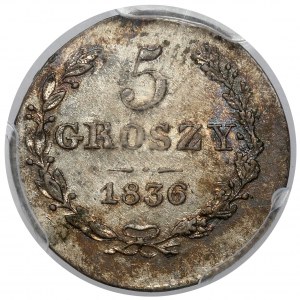 5 pennies 1836 MW