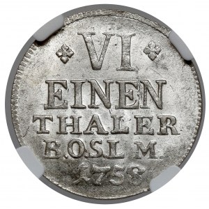 Sayn-Altenkirchen, County, Alexander von Brandenburg-Ansbach, 1/6 thaler 1758