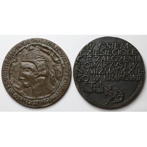 Medale 80 i 90 lat Polskiego Towarzystwa Numizmatycznego 1968 i 1978 (2szt)