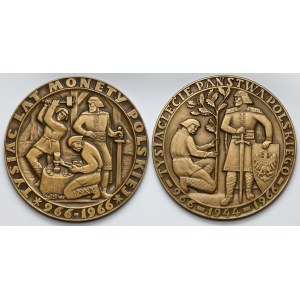 Medale Tysiąclecie państwa polskiego i monety 1966 (2szt)
