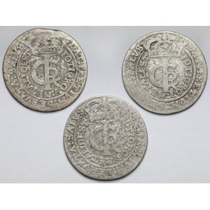 John II Casimir, Tymfy Kraków 1663-1666, set (3pcs)