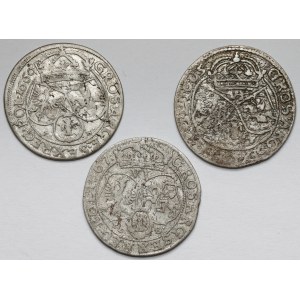 John II Casimir, 1660, 1665 and 1667 Sixpence, set (3pcs)