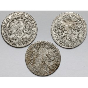 John III Sobieski, the Sixpence 1681-1683, set (3pcs)