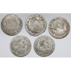 John III Sobieski, Sixpence 1679-1684, set (5pcs)