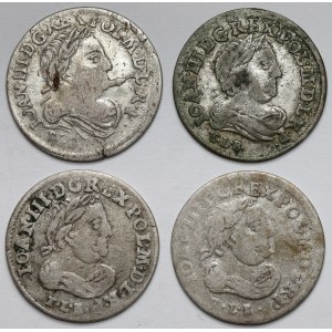 John III Sobieski, Sixpence 1681-1684, set (4pcs)