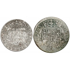 Jan II Kazimierz, Ort 1658 i Szóstak 1667, zestaw (2szt)