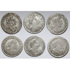 John III Sobieski, Sixes 1661-1662, various variants (6pcs)