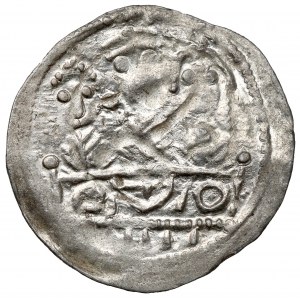 Boleslaw IV the Curly, Denarius - Three behind the table - SS letters