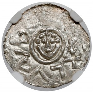 Bolesław III. von Wrymouth, Denar von Wrocław (vor 1107) - Köpfe