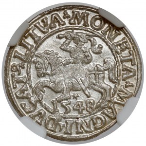 Sigismund II Augustus, halber Pfennig Vilnius 1548 - römisch - schön