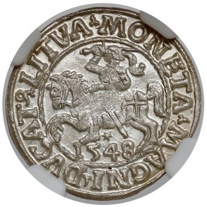 Zygmunt II August, Półgrosz Wilno 1548 - rzymska - piękny