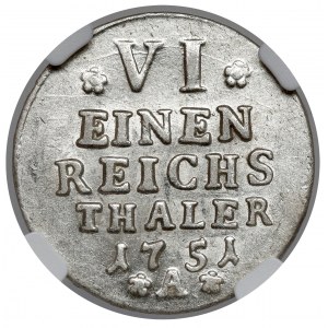 Preussen, Friedrich II, 1/6 Taler 1751-A