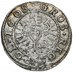 Sigismund III. Wasa, Krakau 1608 Pfennig - Blumen - selten
