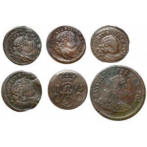Augustus III Saxon, Penny and shillings 1752-1761 (6pc)