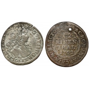 August II. der Starke, Sechspfennig 1706 EPH (RARE) und 1/12 Taler 1702 (2Stk)