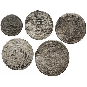 August II Mocny i August III Sas - zestaw monet srebrnych (5szt)