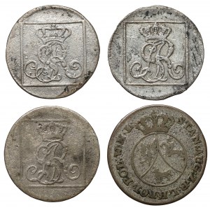 Poniatowski, Silberpfennig 1766-1782 und 10 Pfennige 1787, Satz (4St.)