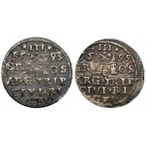 Zygmunt III Waza, Trojaki Ryga 1593 i 1599 (2szt)