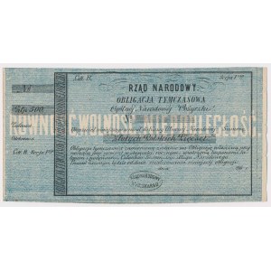 Januaraufstand, Vorläufige Anleihe 500 Zloty 1863 - mit einem Stempel