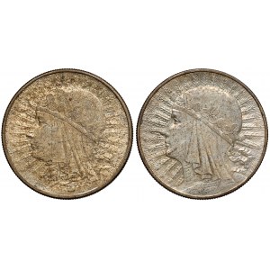 Głowa Kobiety 10 złotych 1932 bz (Londyn) i 1933 (2szt)