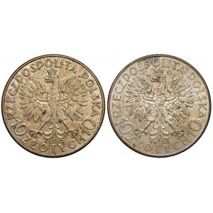 Head of a Woman 10 gold 1932 bz (London) and 1933 (2pc)