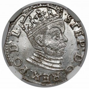 Stefan Batory, Trojak Riga 1585 - klein, ohne Epauletten