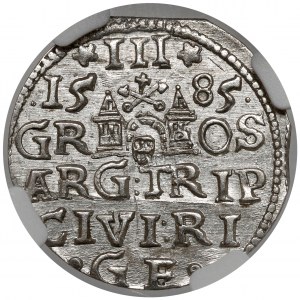 Stefan Batory, Trojak Ryga 1585 - mala, bez naramiennika