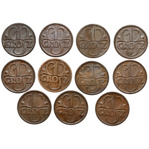 1 penny 1923-1938, set (11pcs)