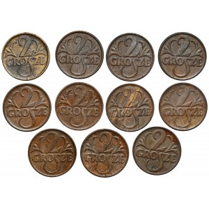 2 pennies 1923-1939, set (11pcs)
