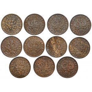 2 pennies 1923-1939, set (11pcs)