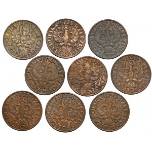 5 pennies 1923-1939, set (9pcs)