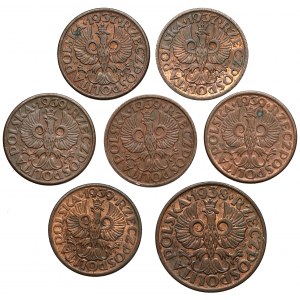 1 and 2 pennies 1937-1939, set (7pcs)