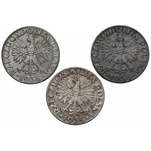 50 pennies 1938 - nickel-plated, set (3pcs)