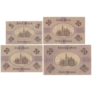 Breslau (Wroclaw), 5 - 20 mk 1918 (4pcs)