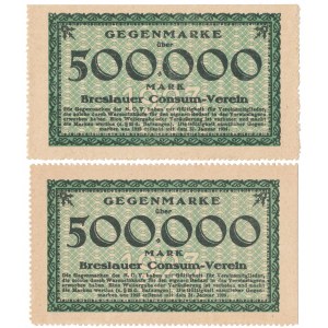 Breslauer Consum-Verein (Wrocław), Gegenmarke 2x 500.000 Mark 1923 (2Stück)