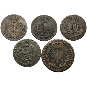 19th century, copper coin set (5pcs)
