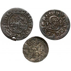 Sigismund III Vasa, Lobznitz denarius and threes 1623-1627 (3pc)