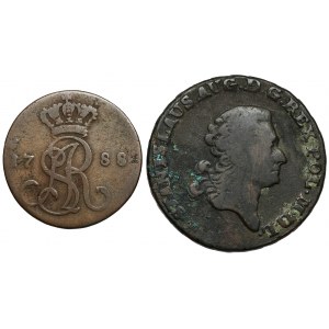 Poniatowski, Penny 1788 and Trojak 1787 from MIEDZI.... (2pcs)