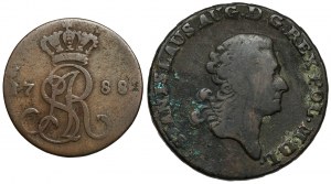 Poniatowski, Penny 1788 and Trojak 1787 from MIEDZI.... (2pcs)