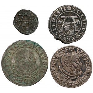 Prusy, Albrecht Hohenzollern, od denara do trojaka (4szt)