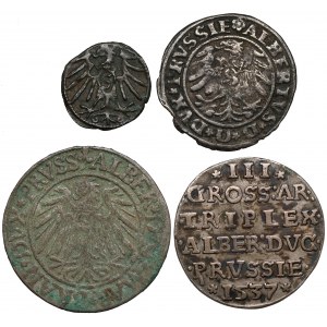 Prussia, Albrecht Hohenzollern, denarius to trojak (4pc)