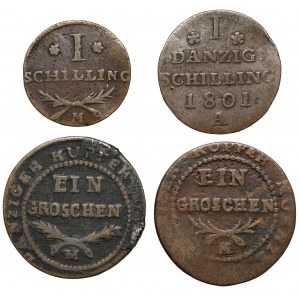 Free City of Gdansk, Shelags and Pennies 1801-1812 (4pc)