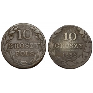 10 pennies 1816 IB and 1836 MW (2pcs)