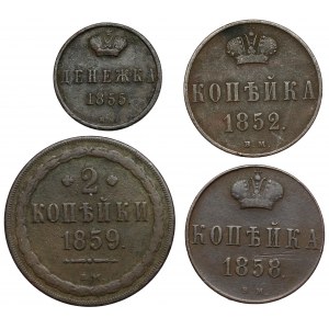 From dienieżka to 2 kopecks 1852-1859 BM, Warsaw (4pc)